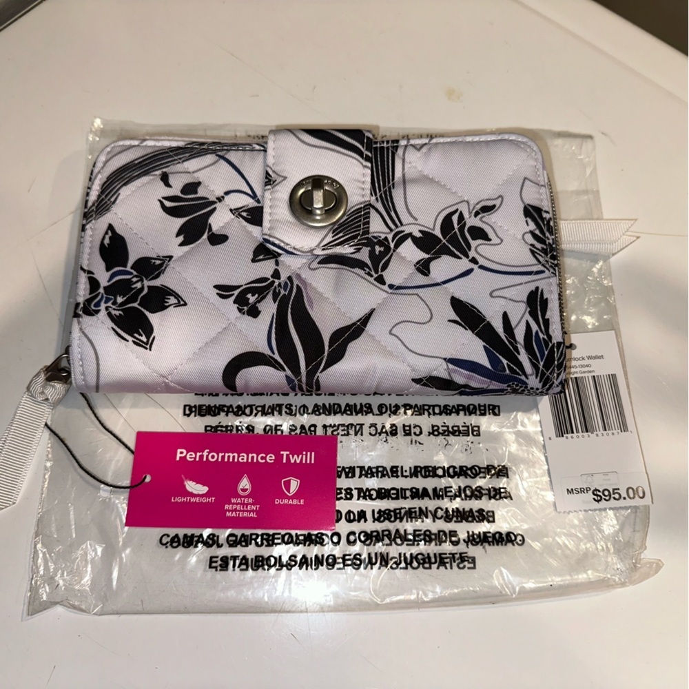 NWT - Vera Bradley Twilight Garden RFID Turnlock Wallet in Performance Twill